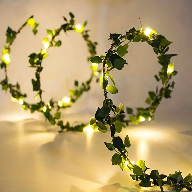 5m 50LED Green Leaf String Lights - Battery-Powered Fairy Lights-3