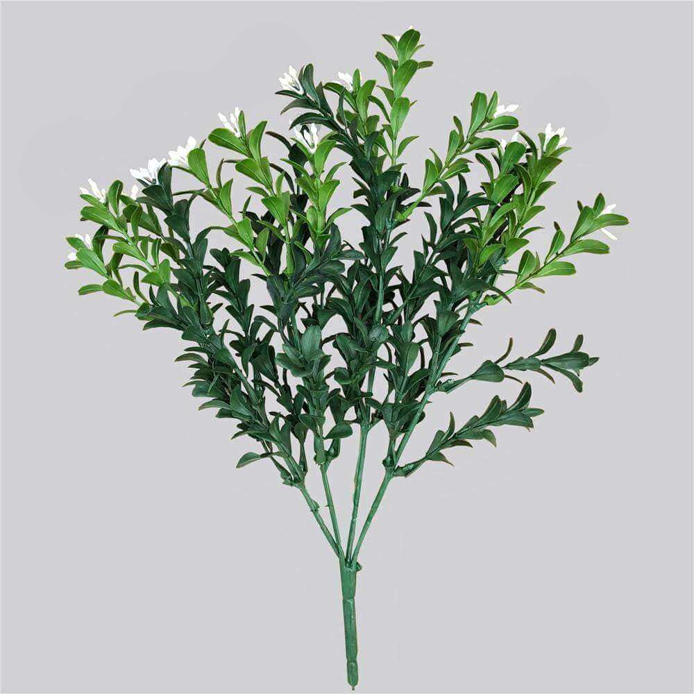 (5 Pack) Artificial Stem Flowering Boxwood Fake Plant 30cm-0