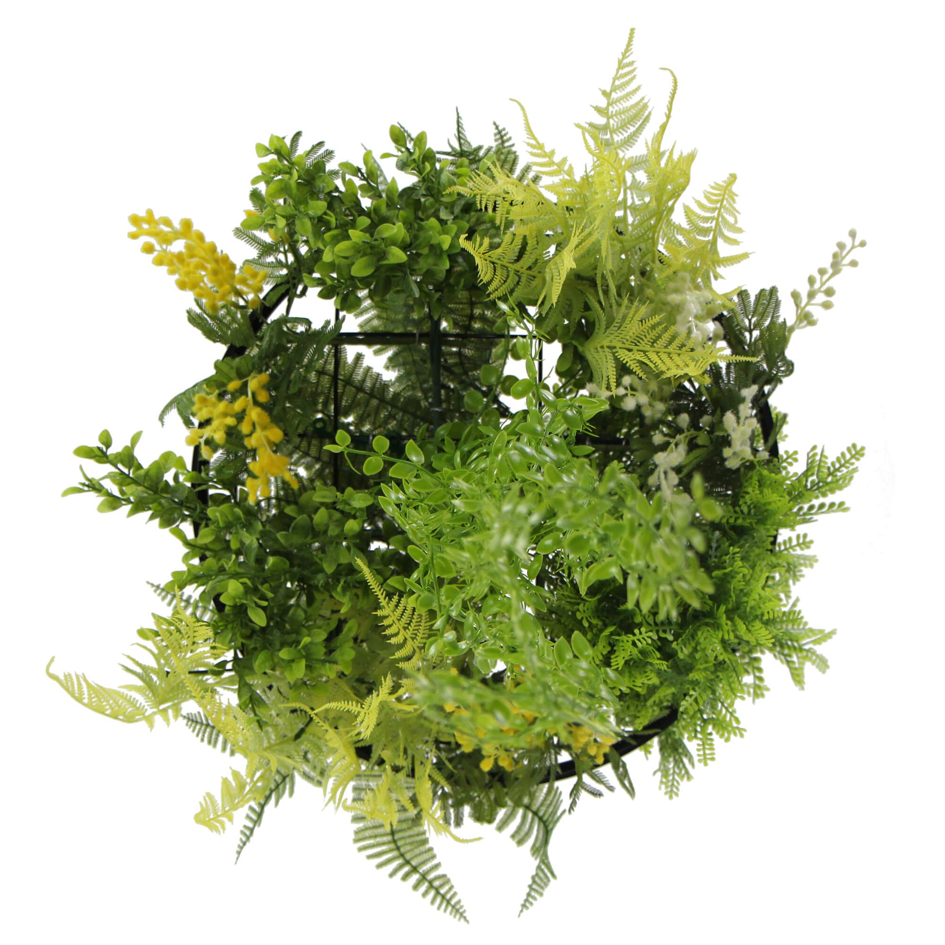 Black Framed Roof Hanging Disc With Draping Life-Like Plants 40cm-3