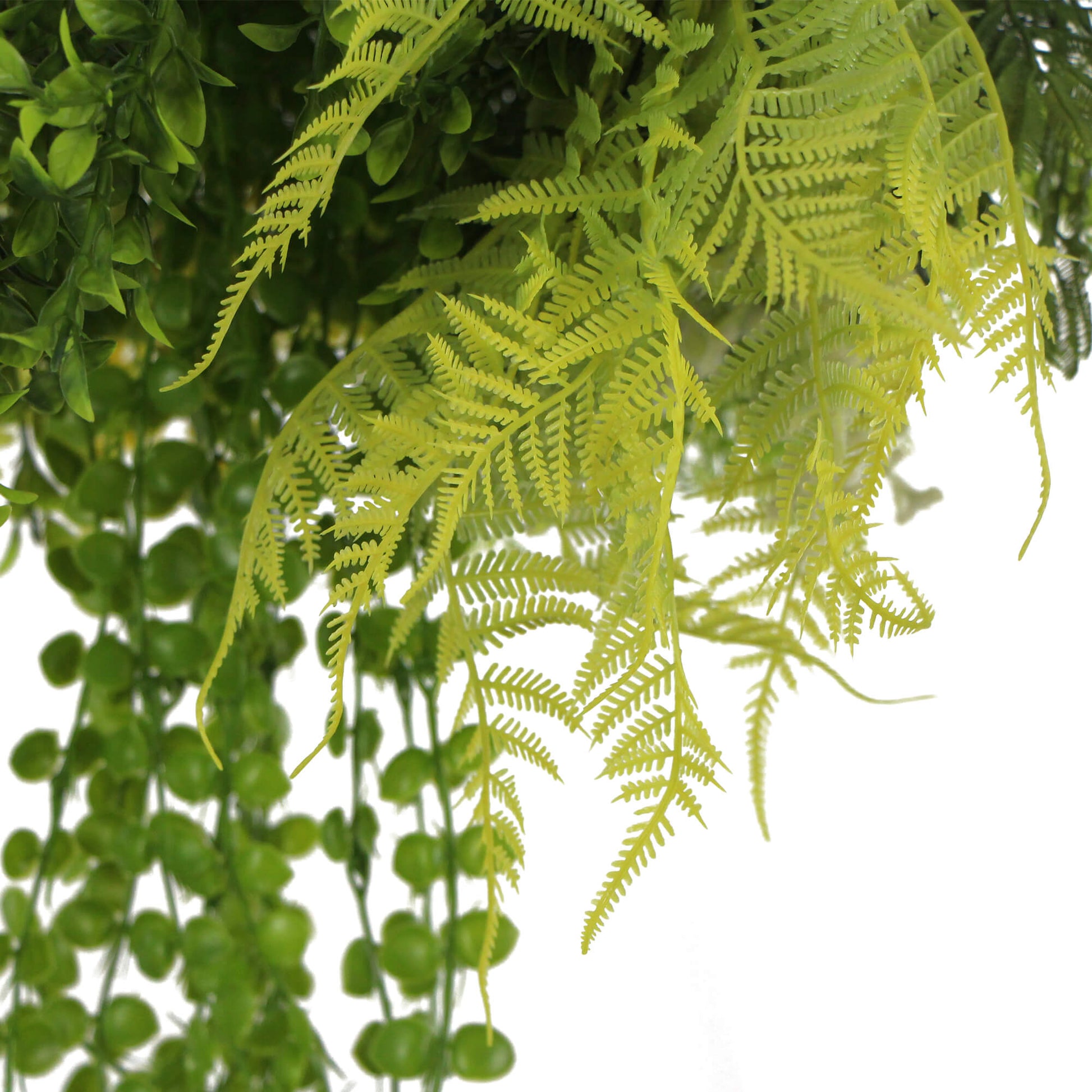 Black Framed Roof Hanging Disc With Draping Life-Like Plants 40cm-4