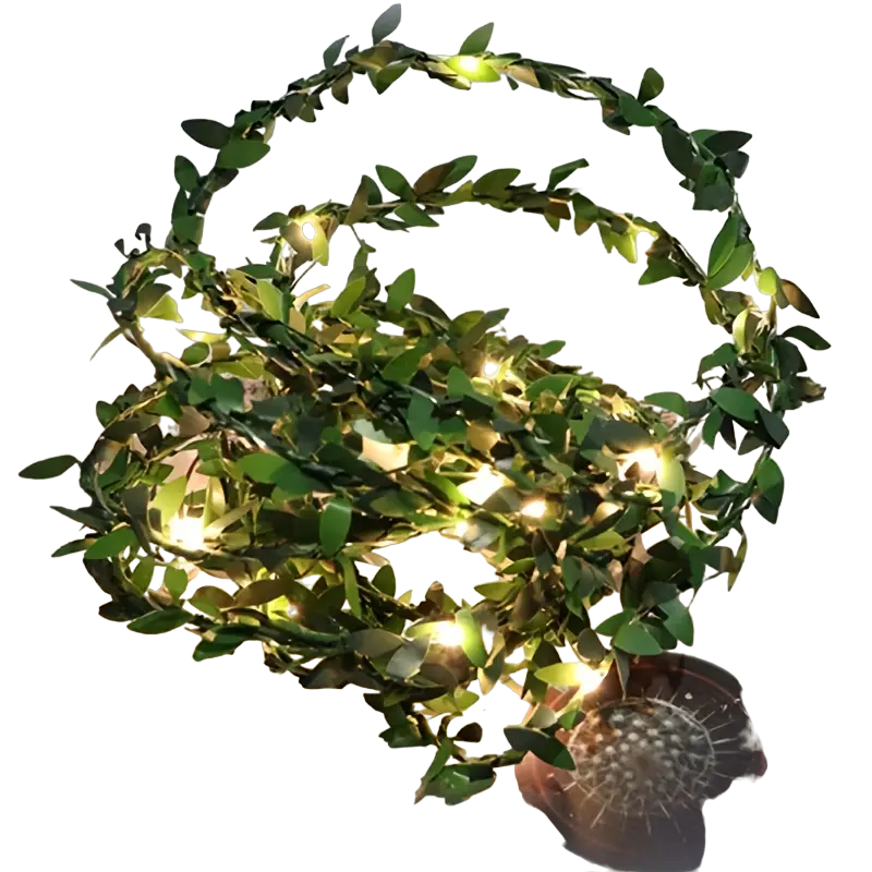 5m 50LED Green Leaf String Lights - Battery-Powered Fairy Lights-0