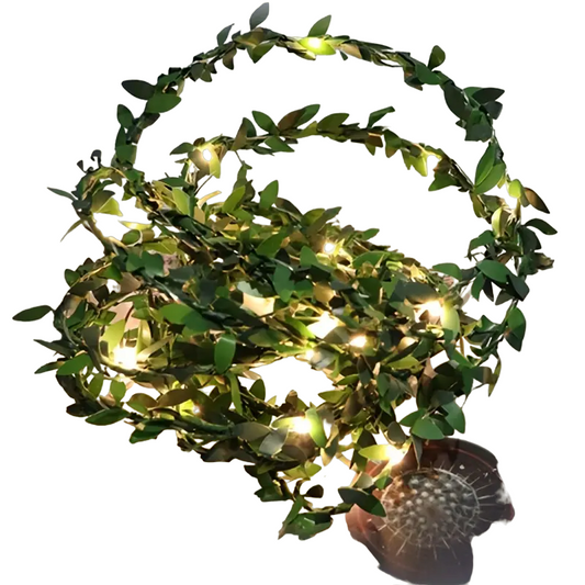 5m 50LED Green Leaf String Lights - Battery-Powered Fairy Lights-0